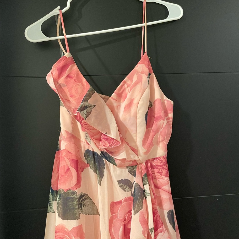 Pink Roses Maxi Prom Dress - Picture 3 of 12